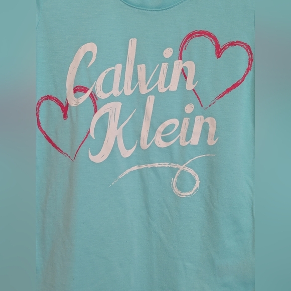 🎈Calvin Klein Girls (10/12-Large) Mint Green Lightweight T-Shirt - Picture 2 of 5